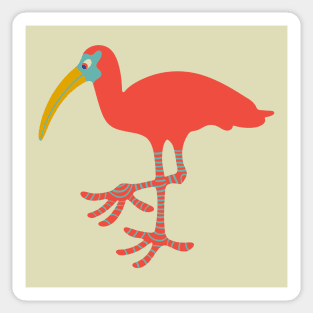 SCARLET IBIS Funny Cute Tropical Bird with Big Feet - UnBlink Studio by Jackie Tahara Sticker